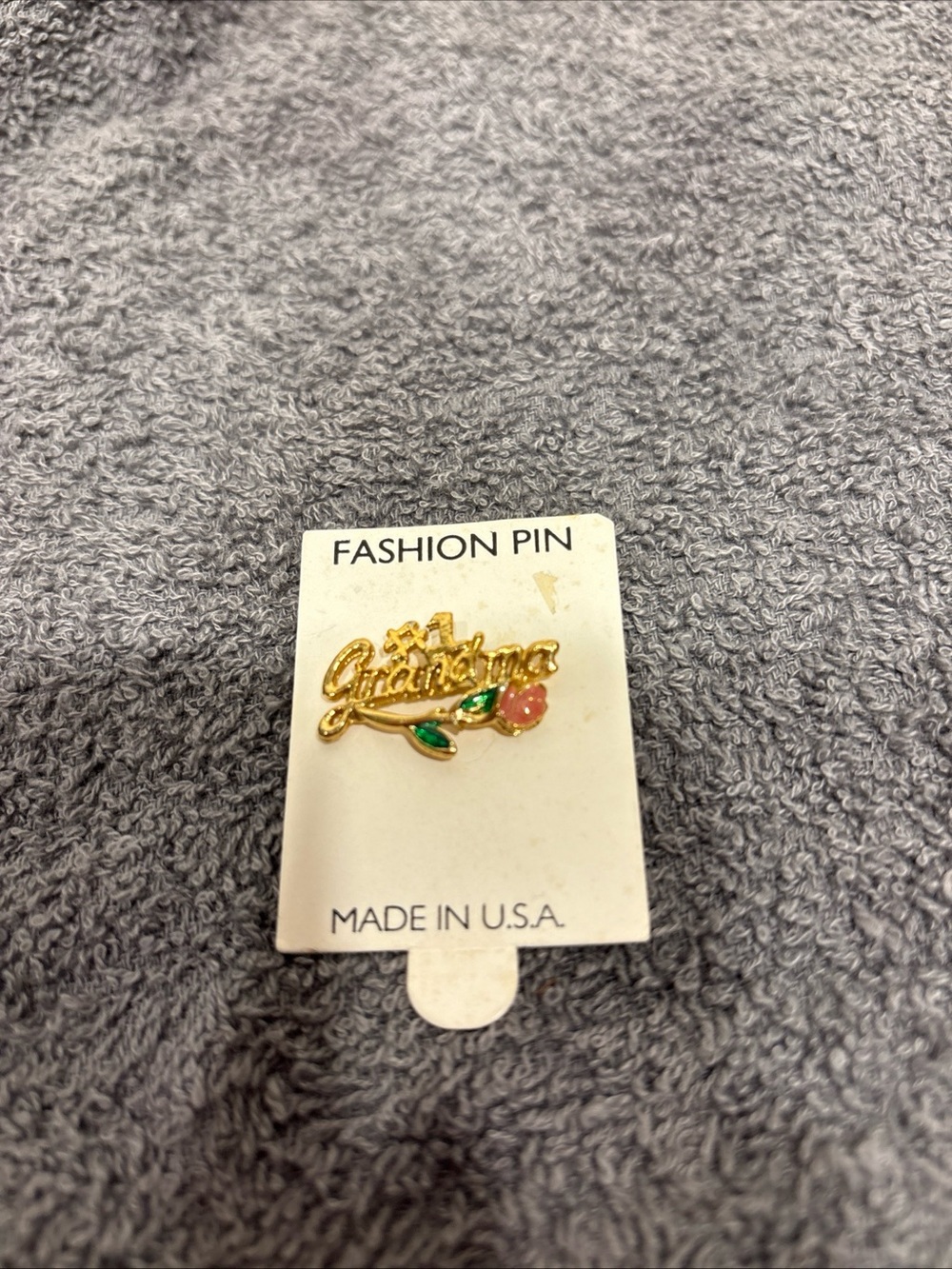 #1Grandma Pin/brooch With Pink Flower - 1” In Length